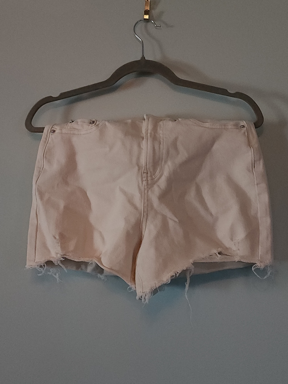 Princess Polly Pale Pink Frayed Denim Cutoff Shorts